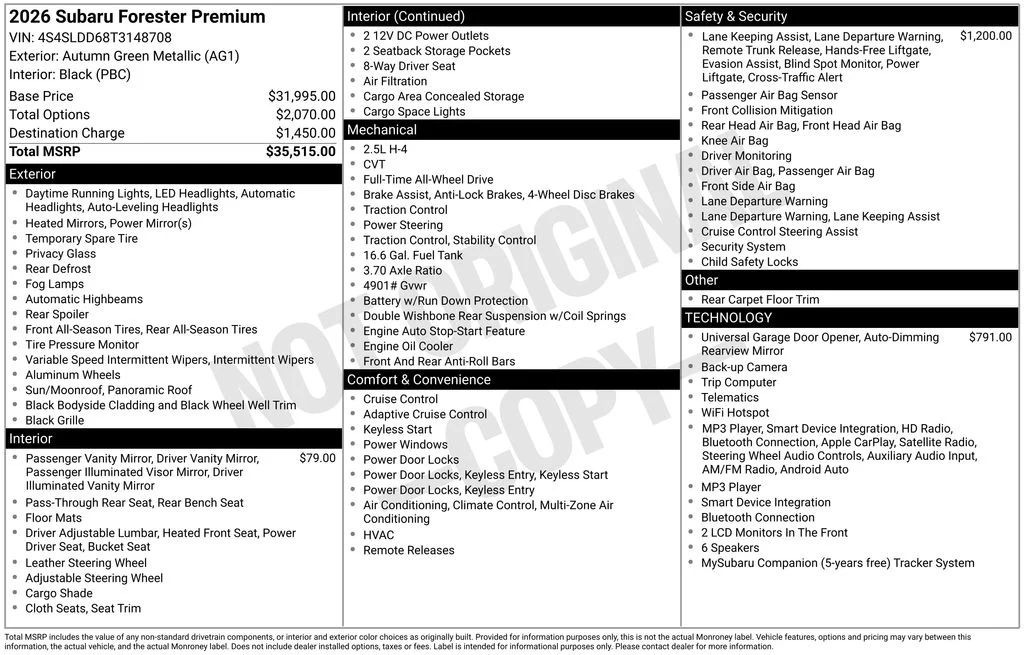 New 2026 Brown Subaru Premium image 2
