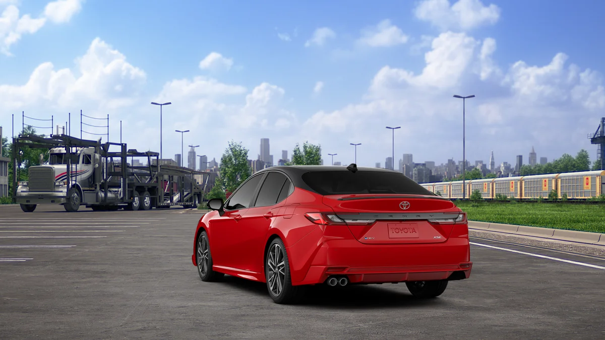 New 2026 Supersonic Red with Midnight Black Metallic roof Toyota XSE image 7