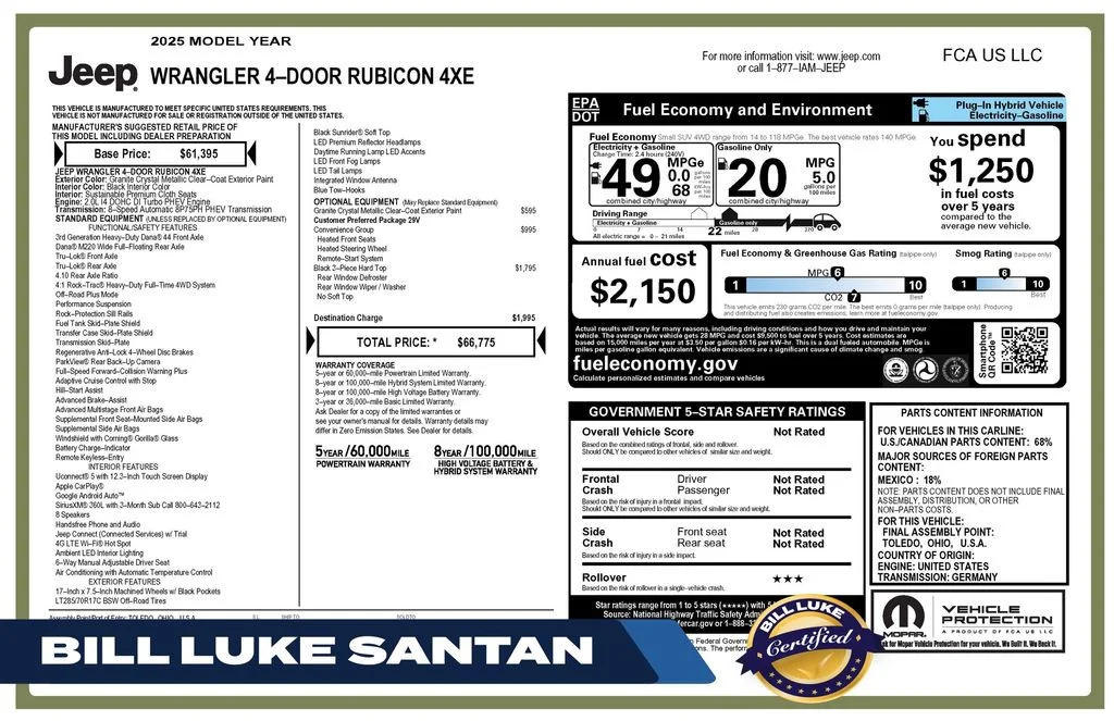 Certified Used 2025 Gray Jeep Rubicon 4xe image 1