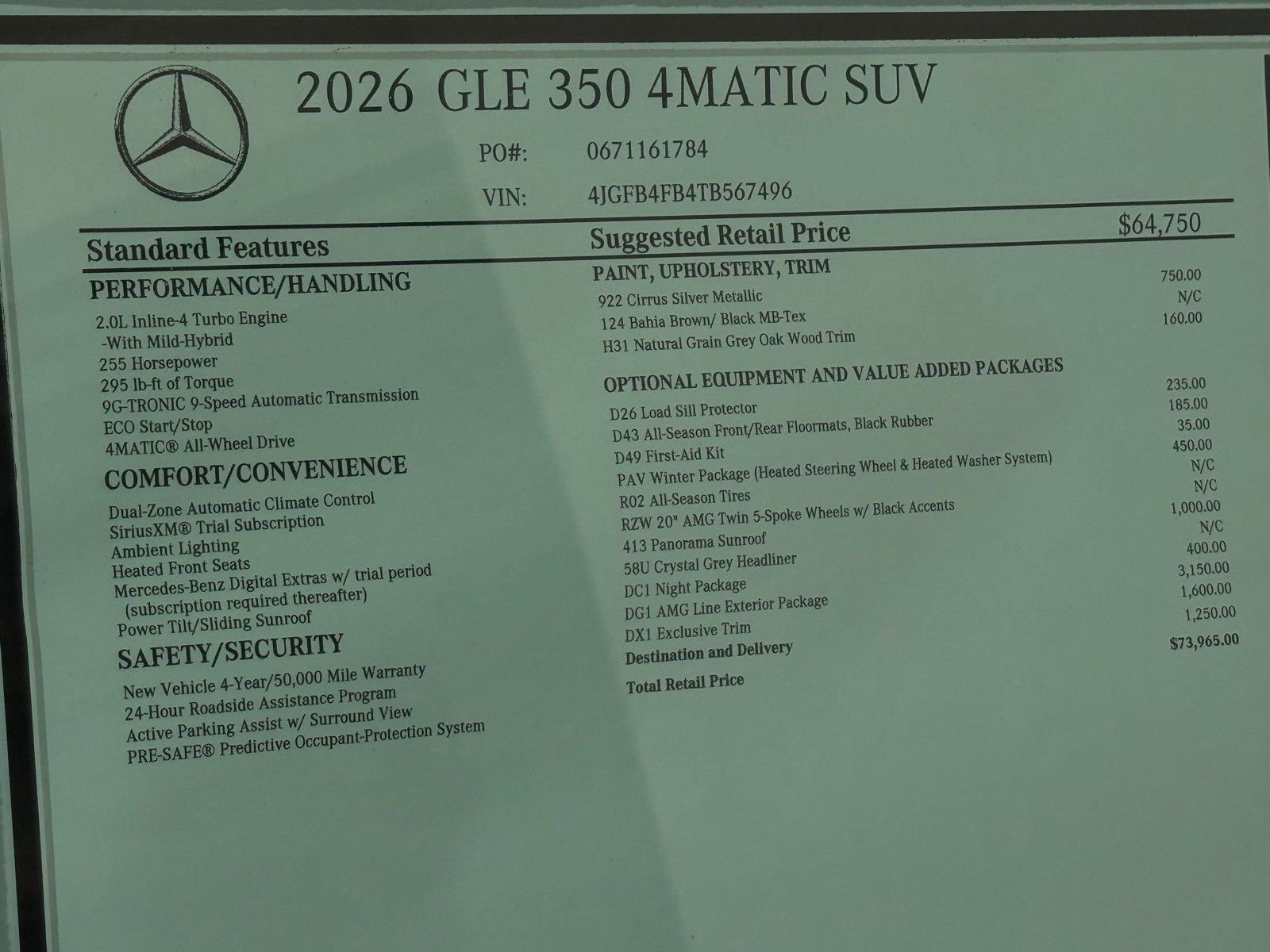 New 2026 Cirrus Silver Metallic Mercedes-Benz GLE 350 image 24