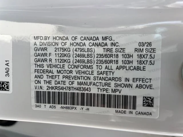 New 2026 Platinum White Pearl Honda EX-L image 17