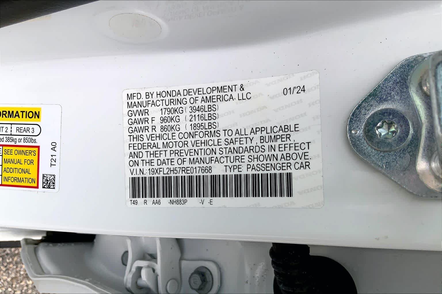 Certified Used 2024 Platinum White Pearl Honda LX image 34
