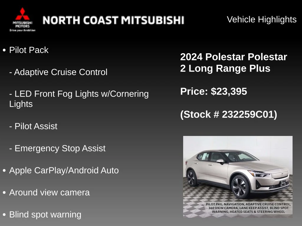 Used 2024 Polestar 2 Plus with VIN YSMFE3KA0RL232259 for sale in Bedford, OH