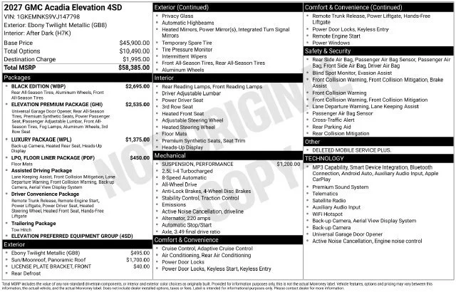 New 2027 Ebony Twilight Metallic GMC Elevation image 1