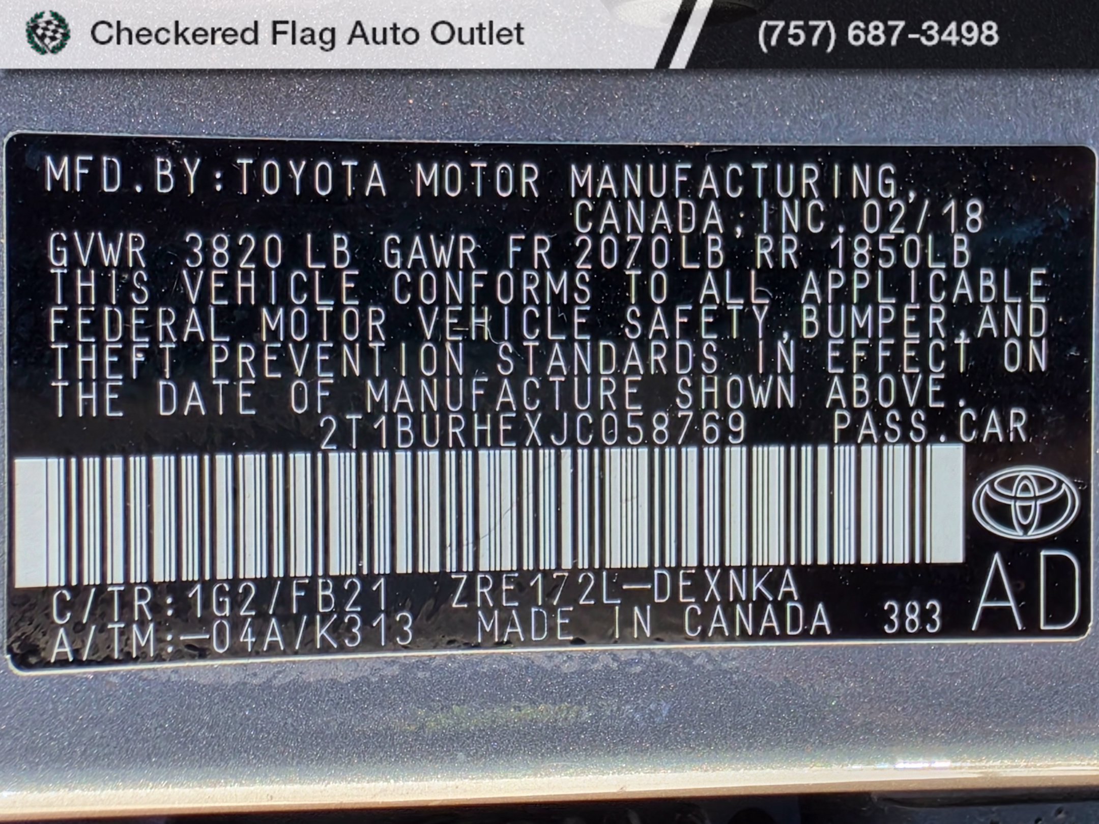 Used 2018 Falcon Gray Metallic Toyota LE image 19