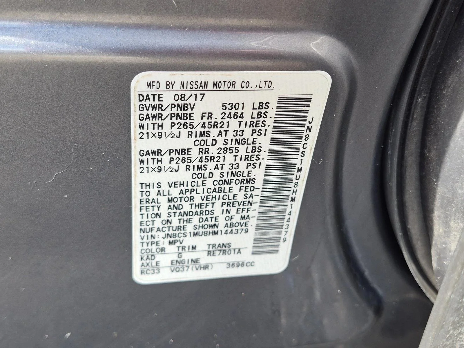 Used 2017 Graphite Shadow INFINITI  image 25