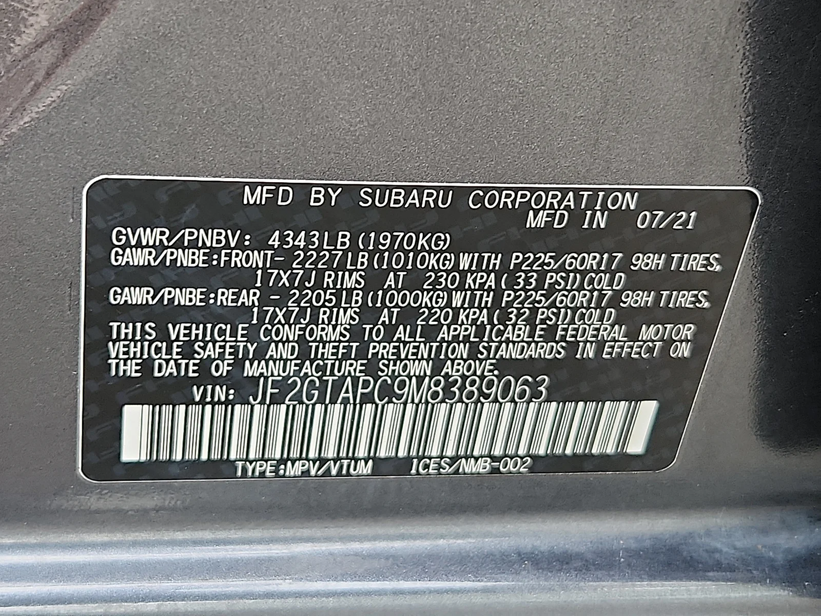 Used 2021 Magnetite Gray Metallic - MG7 Subaru Premium image 26