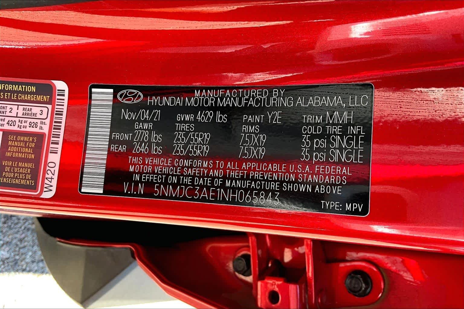 Used 2022 Calypso Red Hyundai SEL image 37