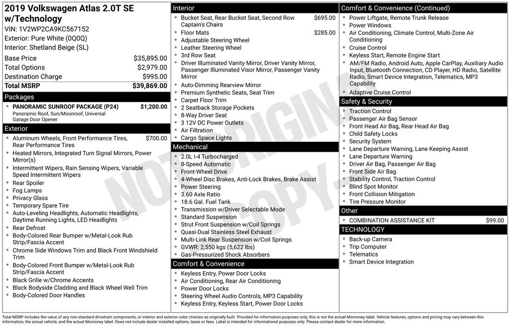 Used 2019 White Volkswagen 2.0T SE w/Technology image 6