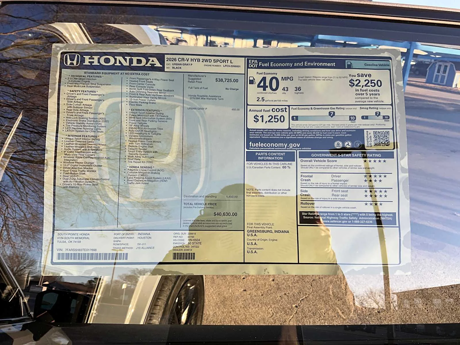 New 2026 Urban Gray Pearl Honda Sport-L image 5