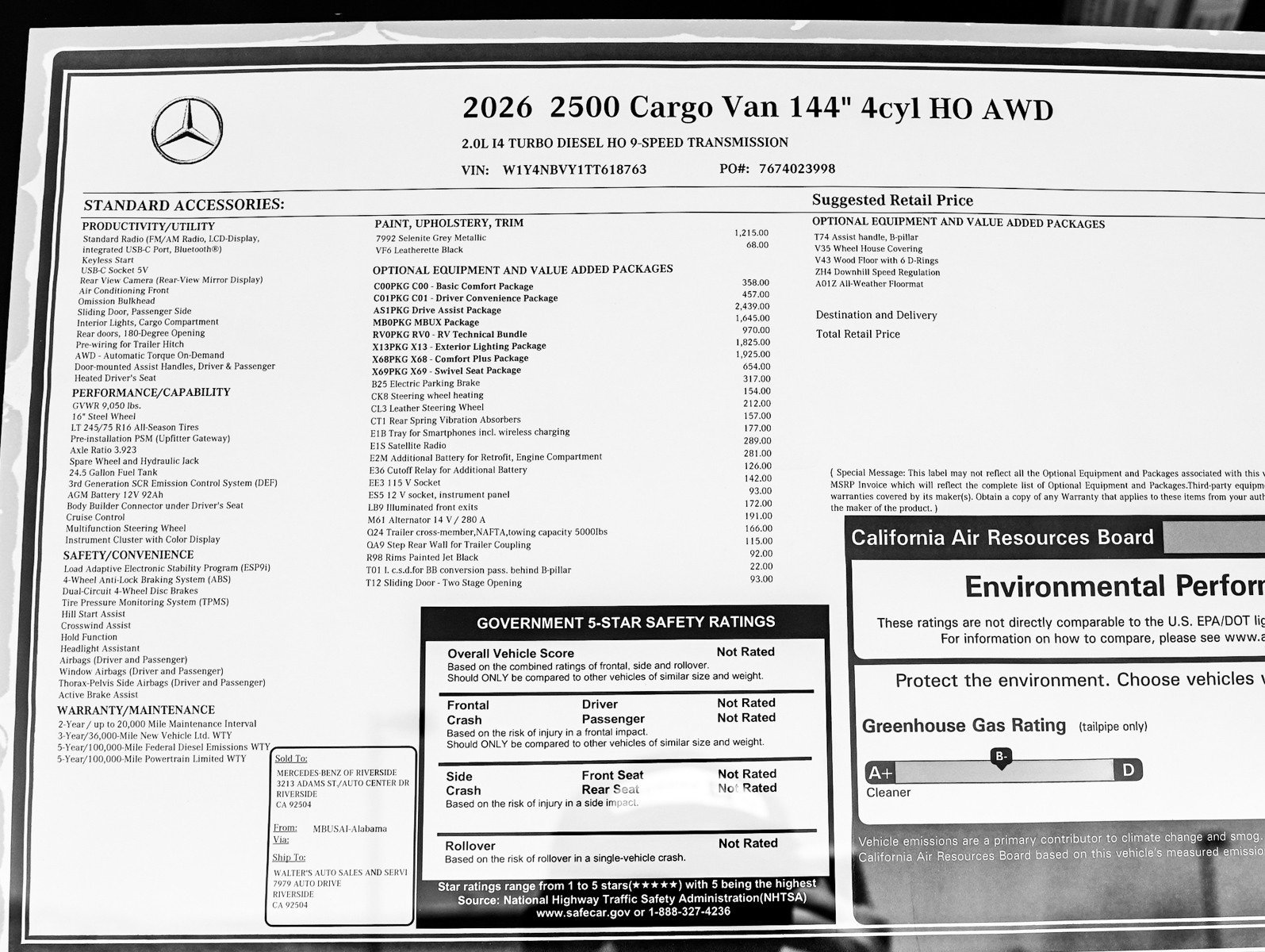 New 2026 Selenite gray metallic Mercedes-Benz 2500 Standard Roof I4 Diesel HO 144 AWD image 26
