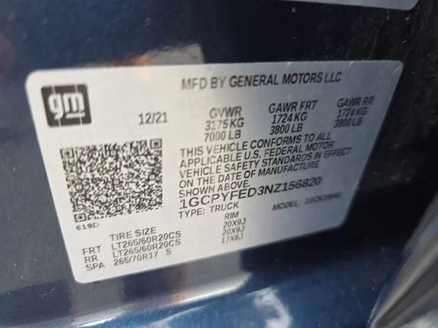 Used 2022 Northsky Blue Metallic Chevrolet LT Trail Boss image 29