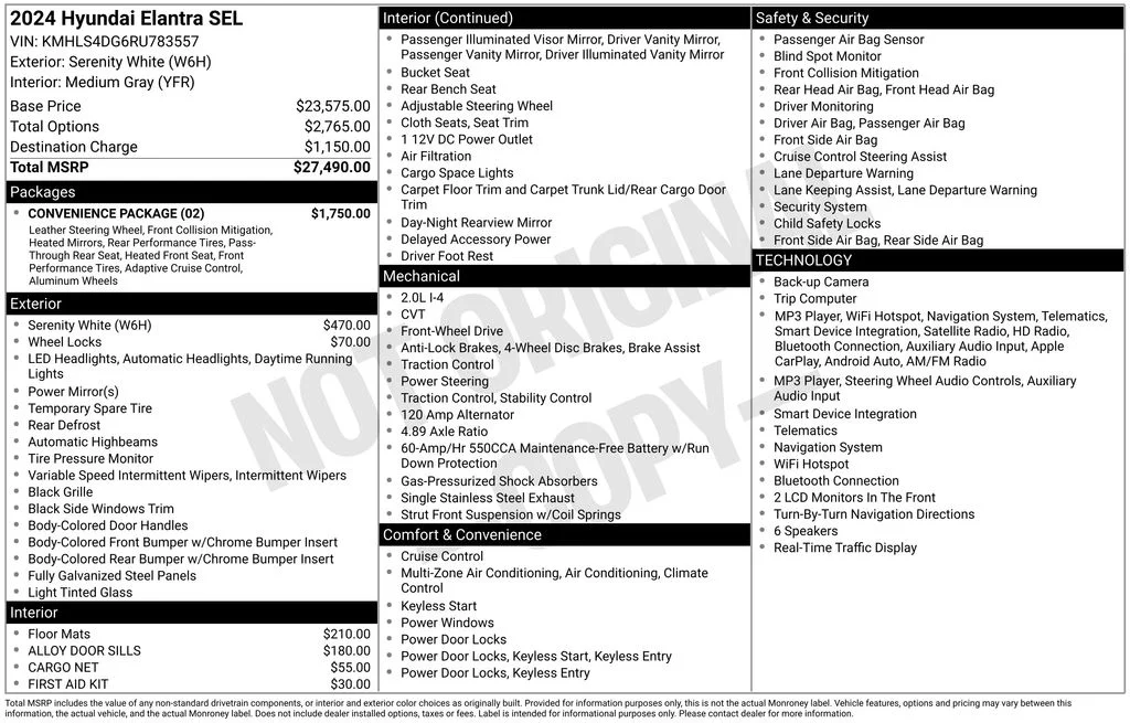 Used 2024 White Hyundai SEL image 2