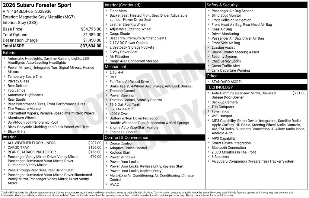 Certified Used 2026 Gray Subaru Sport image 43