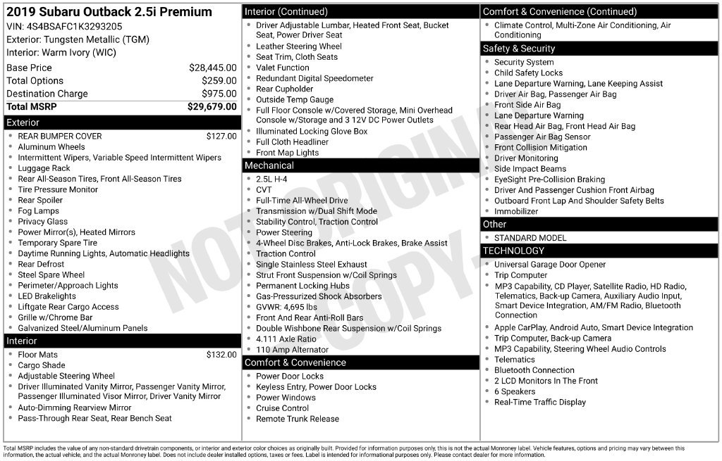 Used 2019  Subaru 2.5i Premium image 6