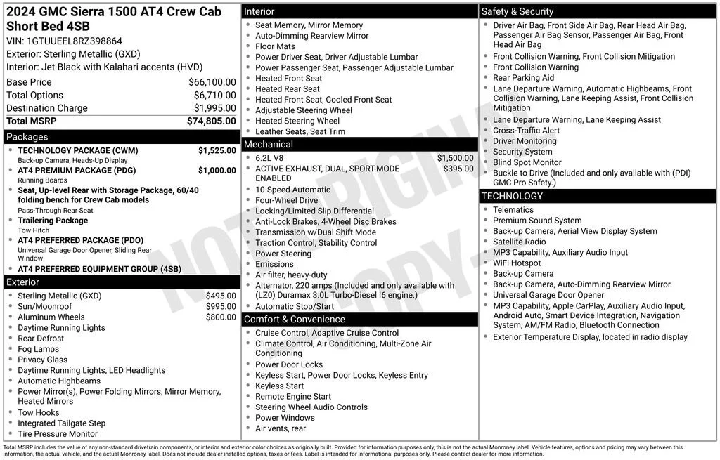 Certified Used 2024 Sterling Metallic GMC AT4 image 38