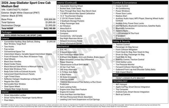 New 2026 Bright White Clearcoat Jeep Sport image 30