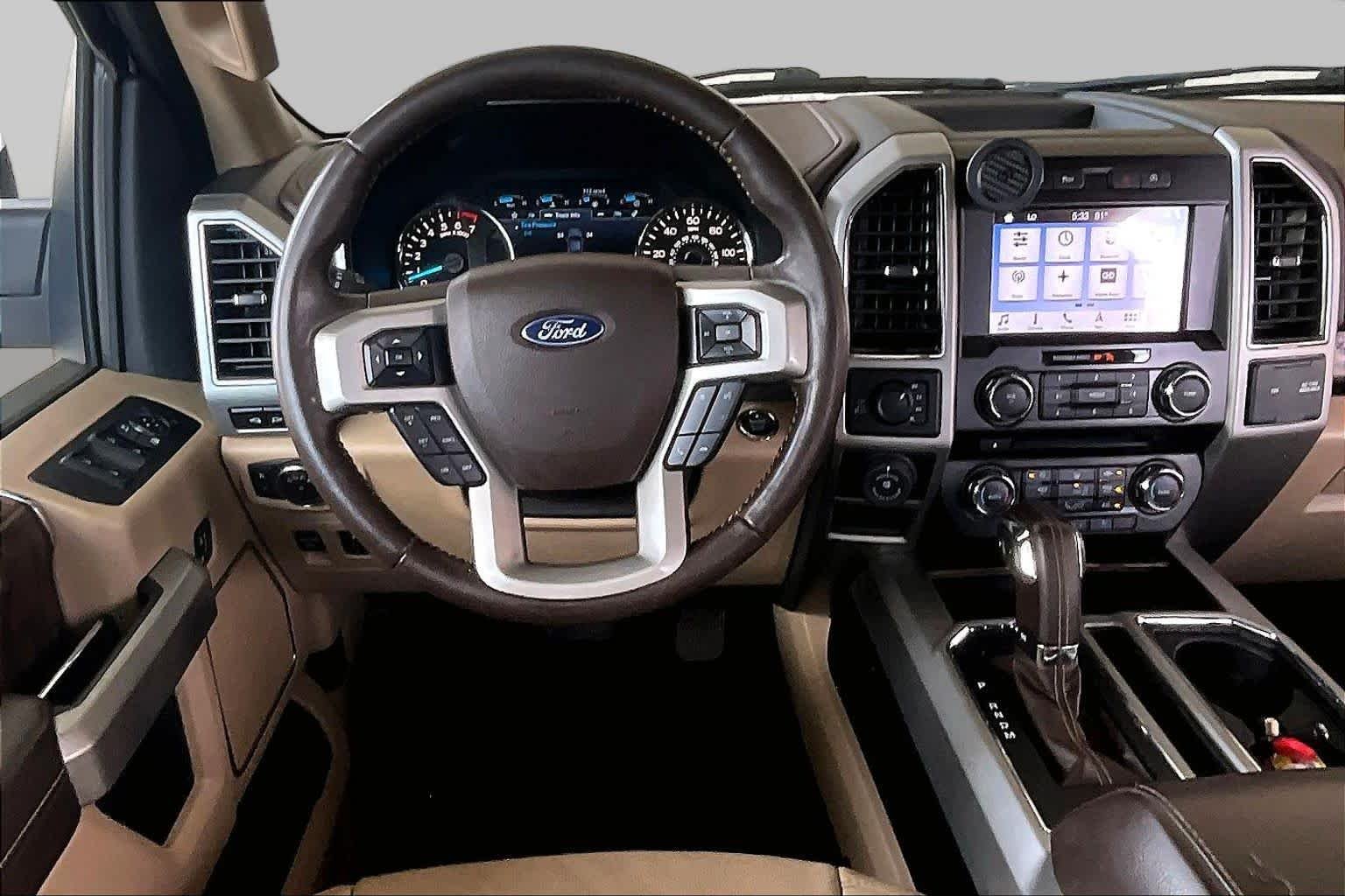 Used 2018 White Platinum Metallic Tri-Coat/Stone Gray Ford LARIAT image 6