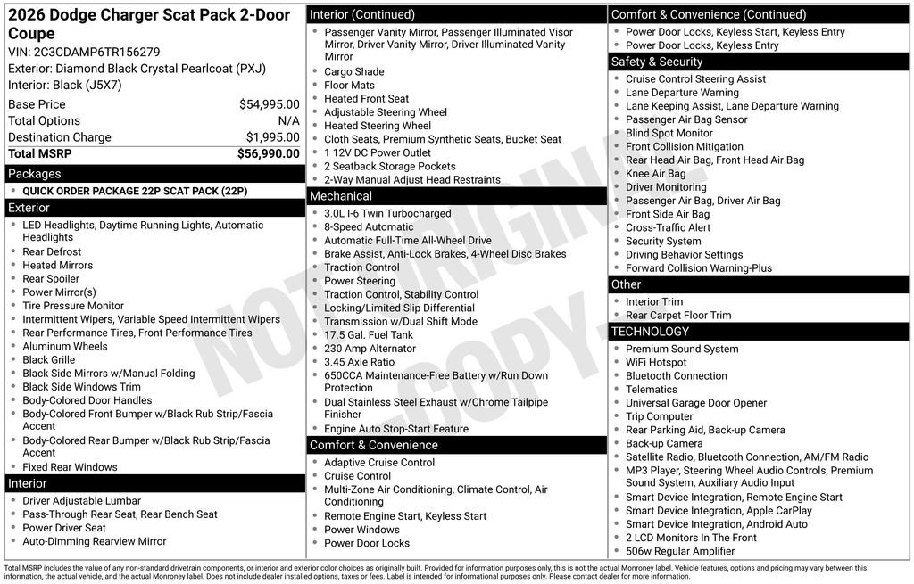 New 2026 Diamond Black Crystal Pearlcoat Dodge Scat Pack image 5