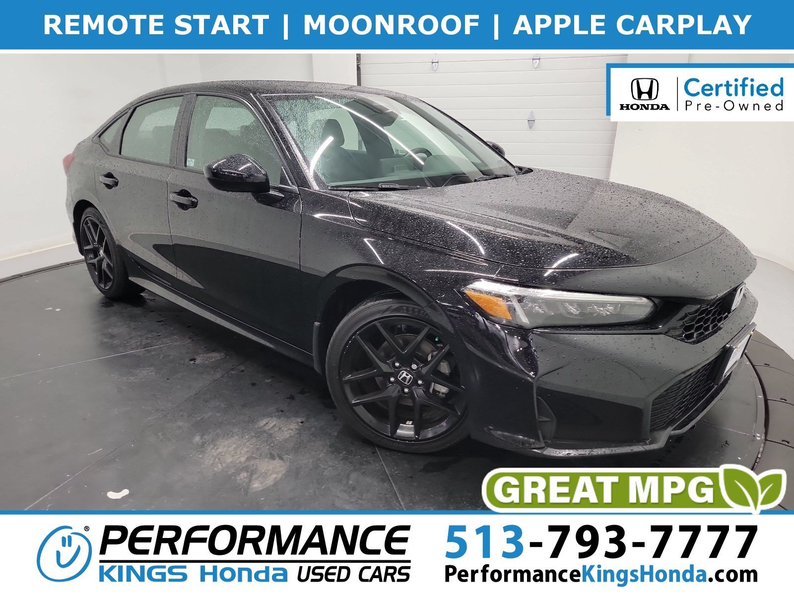 Certified Used 2025 Crystal Black Pearl Honda 4D HYBRID SPORT image 1