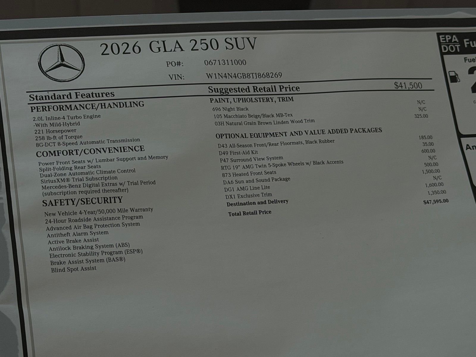 New 2026 Night Black Mercedes-Benz GLA 250 image 23