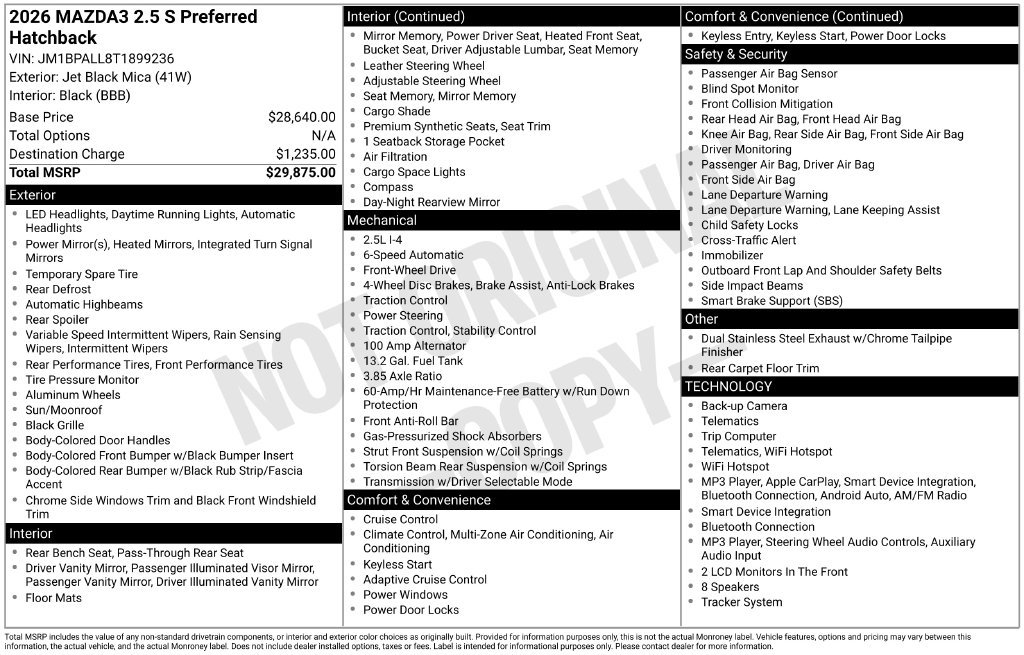 New 2026 Jet Black Mica Mazda 2.5 S Preferred image 3
