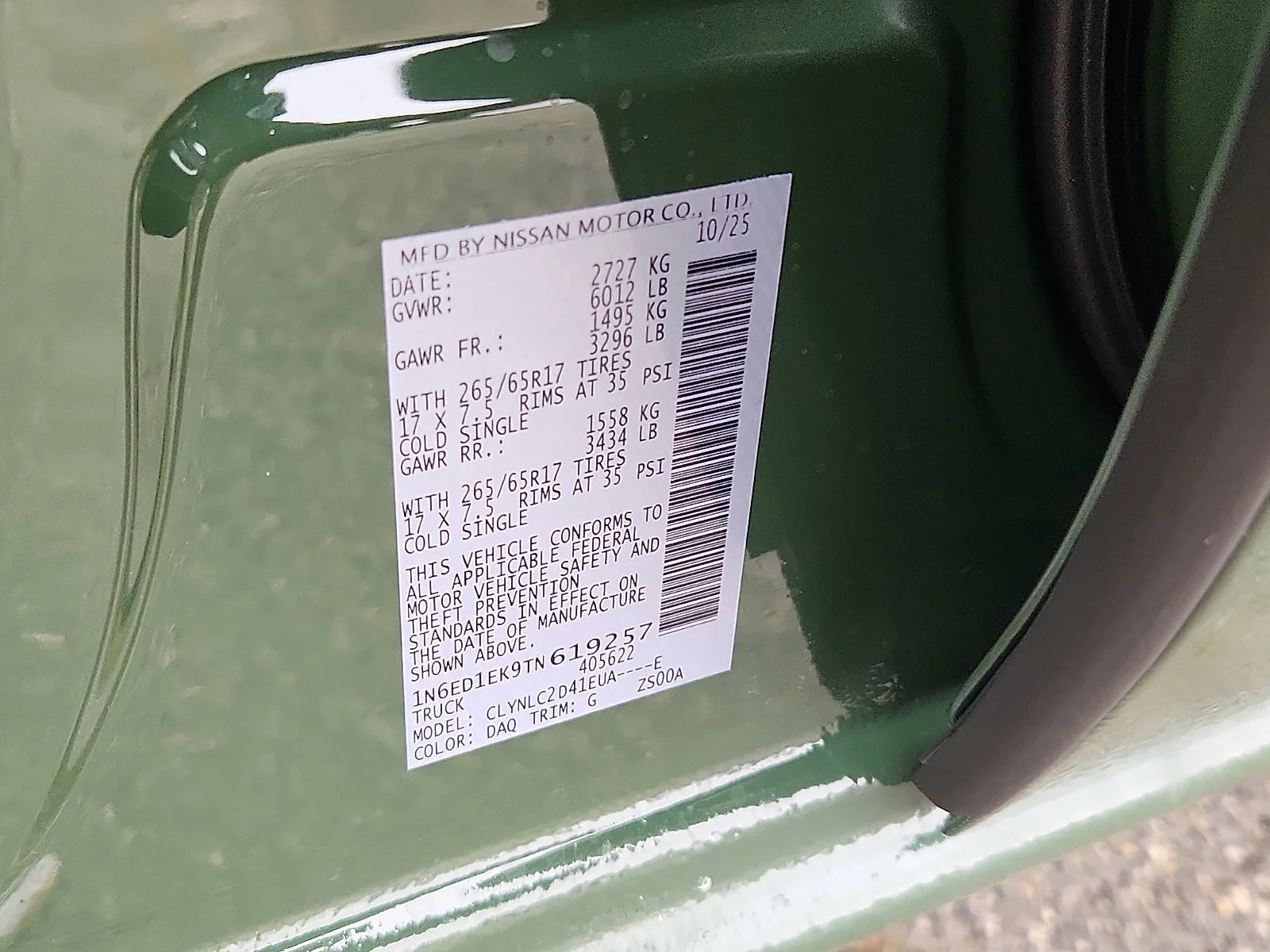 New 2026 Tactical Green Metallic Nissan Crew Cab SV image 16