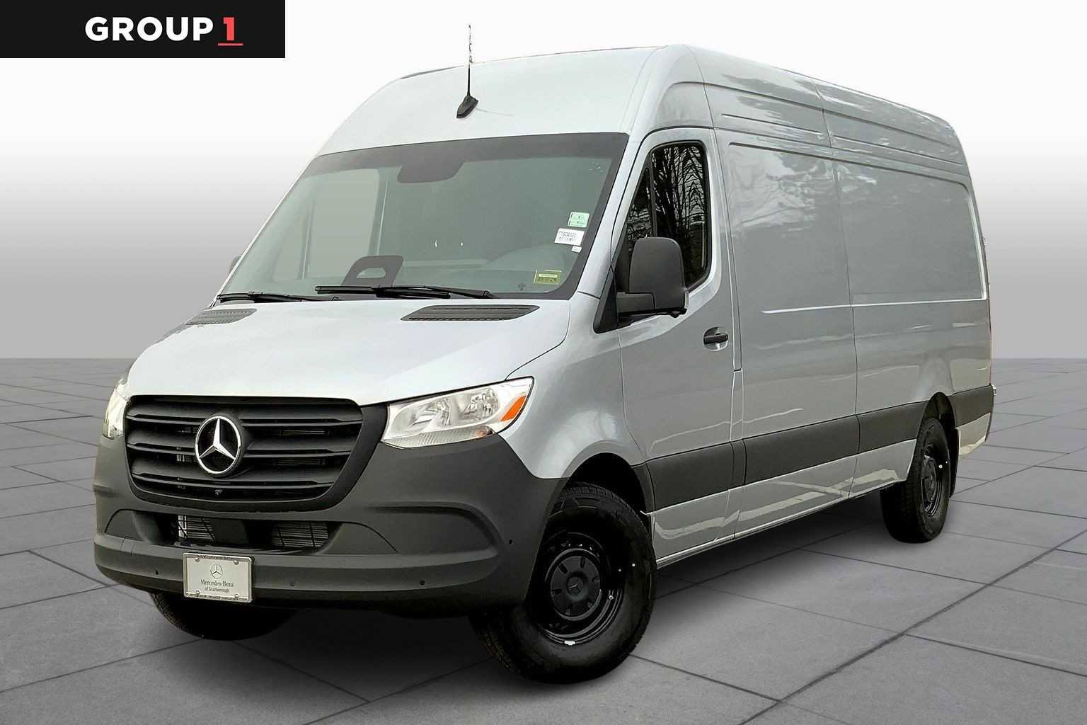 High-tech silver metallic 2026 Mercedes-Benz Sprinter Cargo 2500 170 High Roof RWD Van Rear-Wheel Drive