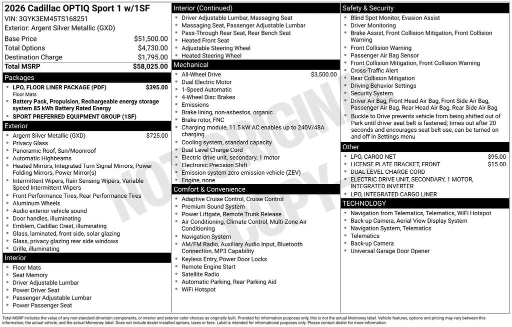 New 2026 Argent Silver Metallic Cadillac Sport image 42