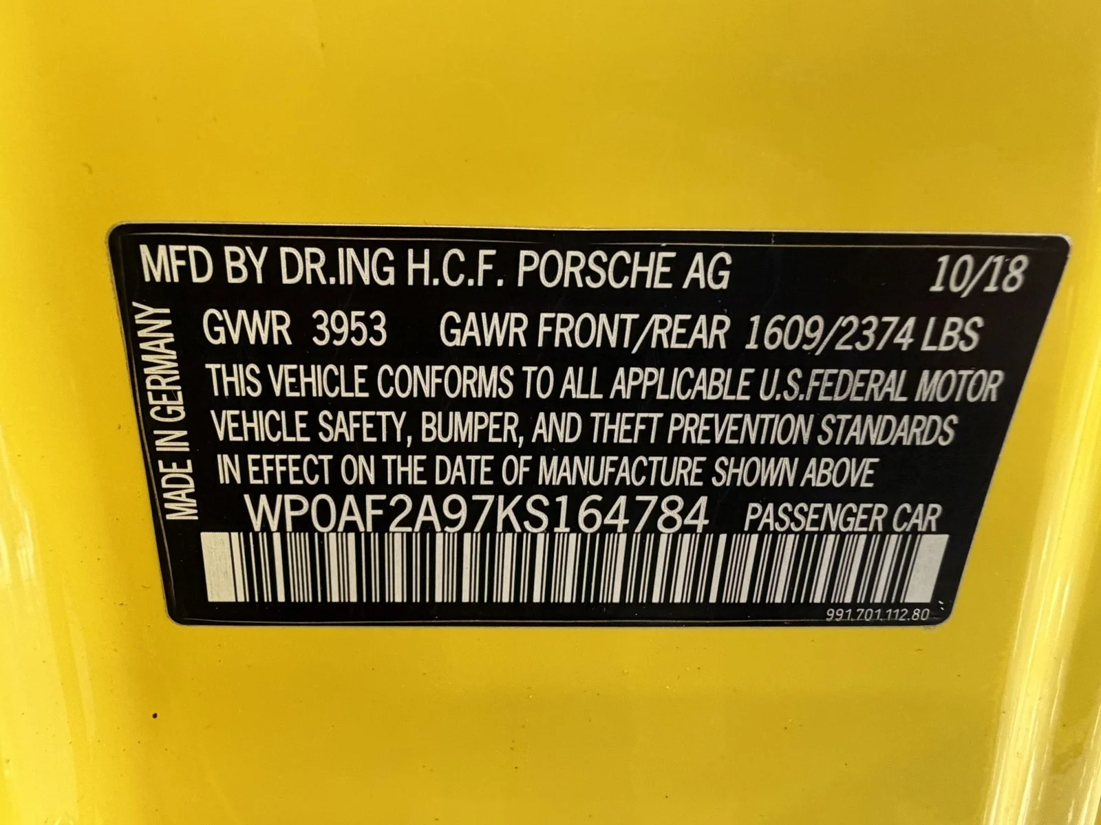 Used 2019 Racing Yellow Porsche GT3 RS Weissach Edition w/ Navi & rearCam image 32
