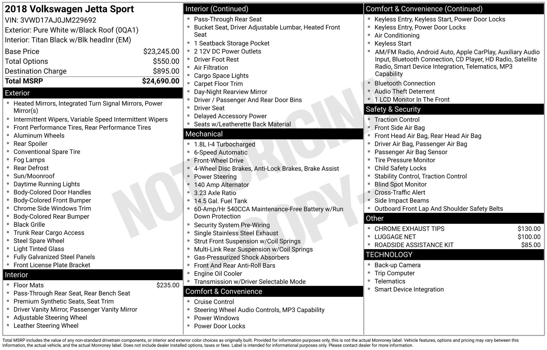 Used 2018 White Volkswagen 1.8T SE Sport image 2