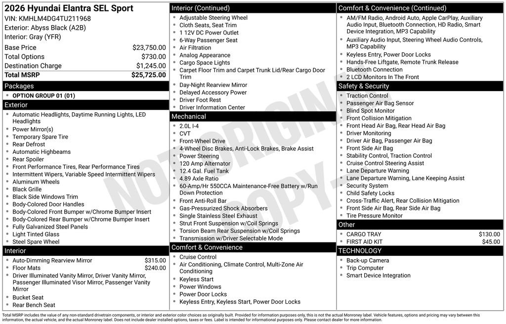 New 2026 Black Hyundai SEL Sport image 4
