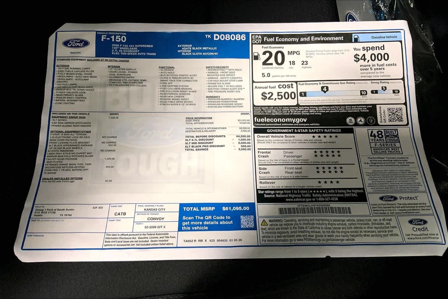 New 2026 Agate Black Metallic Ford XLT image 21