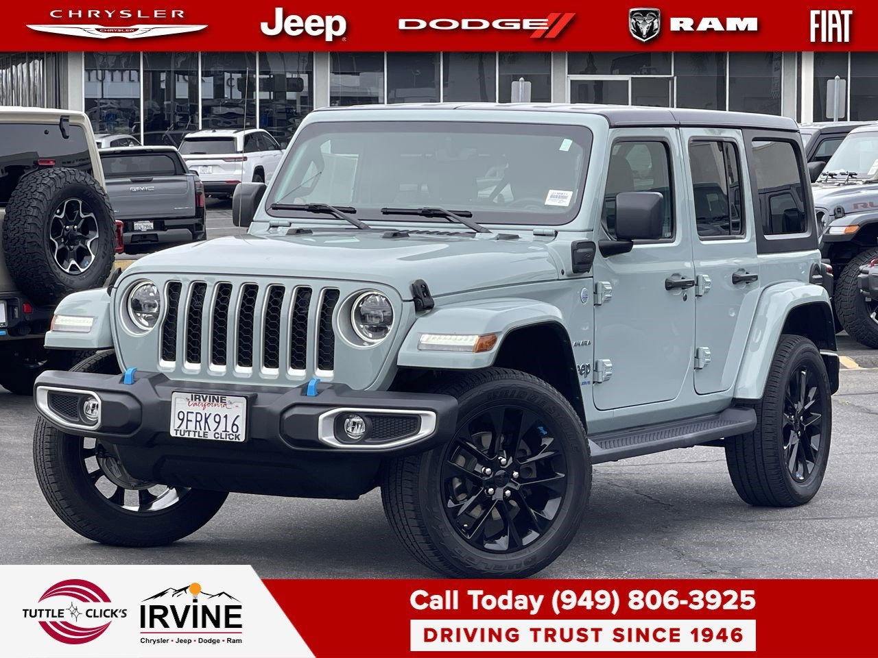 Used 2023 Jeep Wrangler 4xe Sahara 4XE with VIN 1C4JJXP6XPW556926 for sale in Irvine, CA