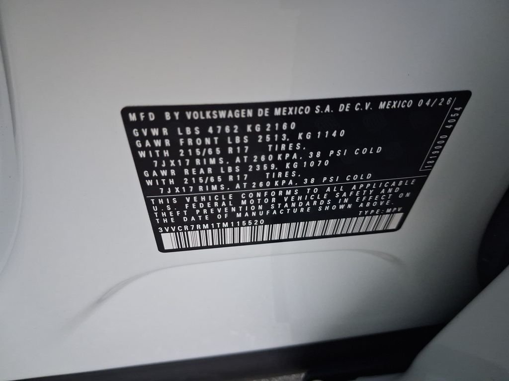 New 2026 White Volkswagen 2.0T S image 11