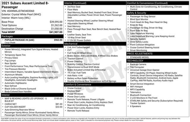 Used 2021 White Subaru Limited image 27