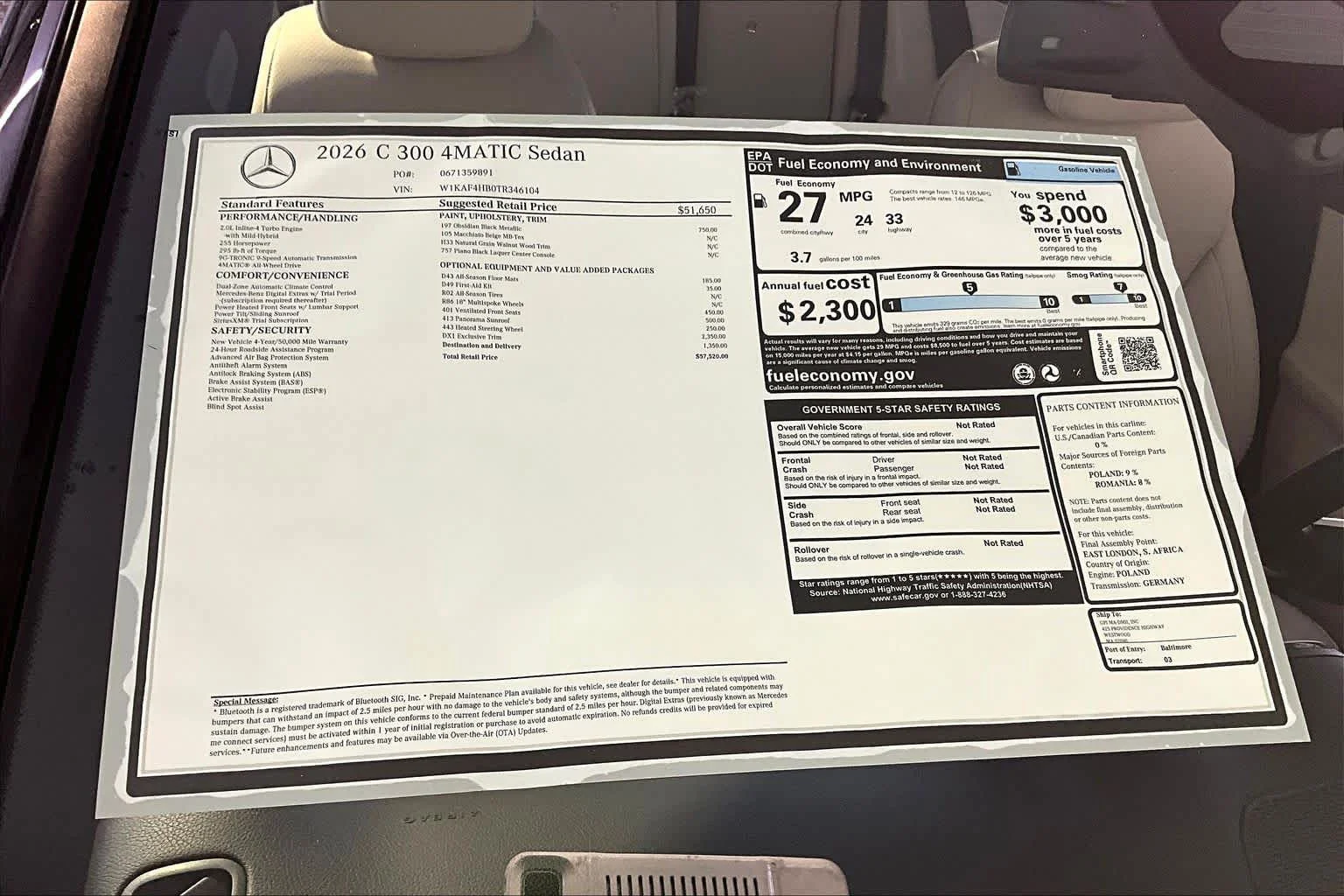 New 2026 Obsidian Black Metallic Mercedes-Benz C 300 image 18