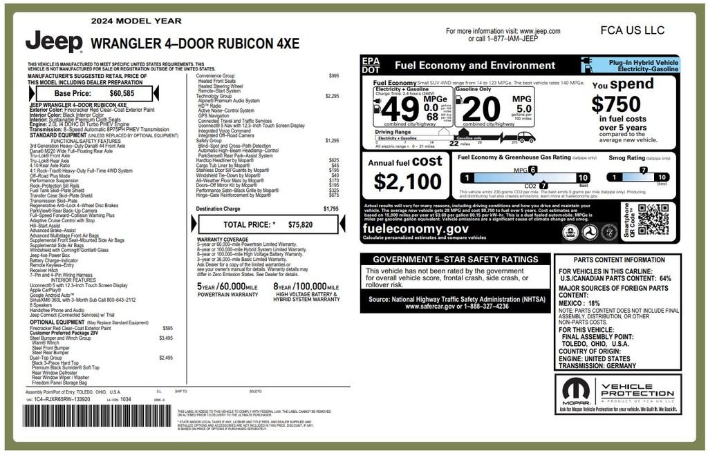 Certified Used 2024 Red Jeep Rubicon 4xe image 3