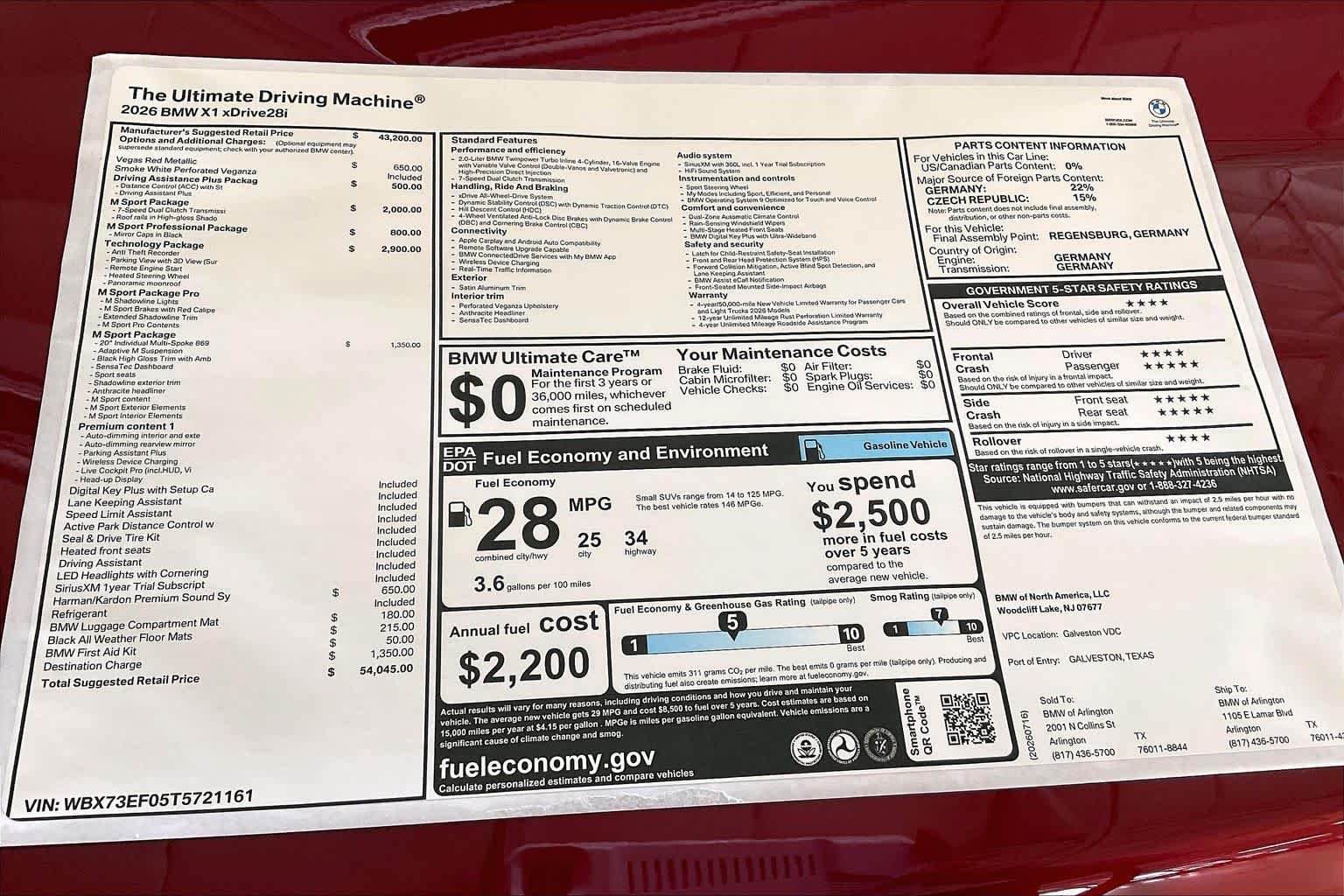 New 2026 Vegas Red Metallic BMW xDrive28i image 19