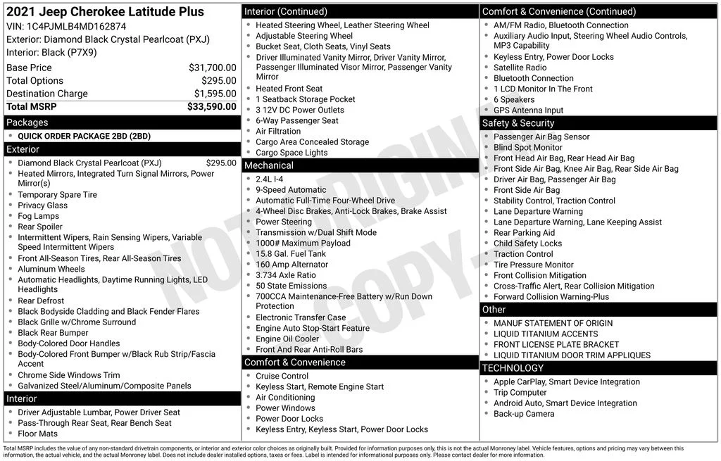 Used 2021 Black Jeep Latitude Plus image 16
