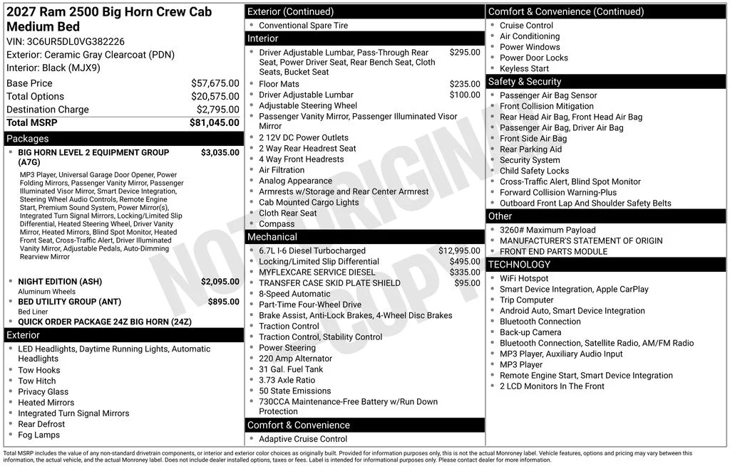 New 2027 Ceramic Gray Clearcoat RAM Big Horn image 2