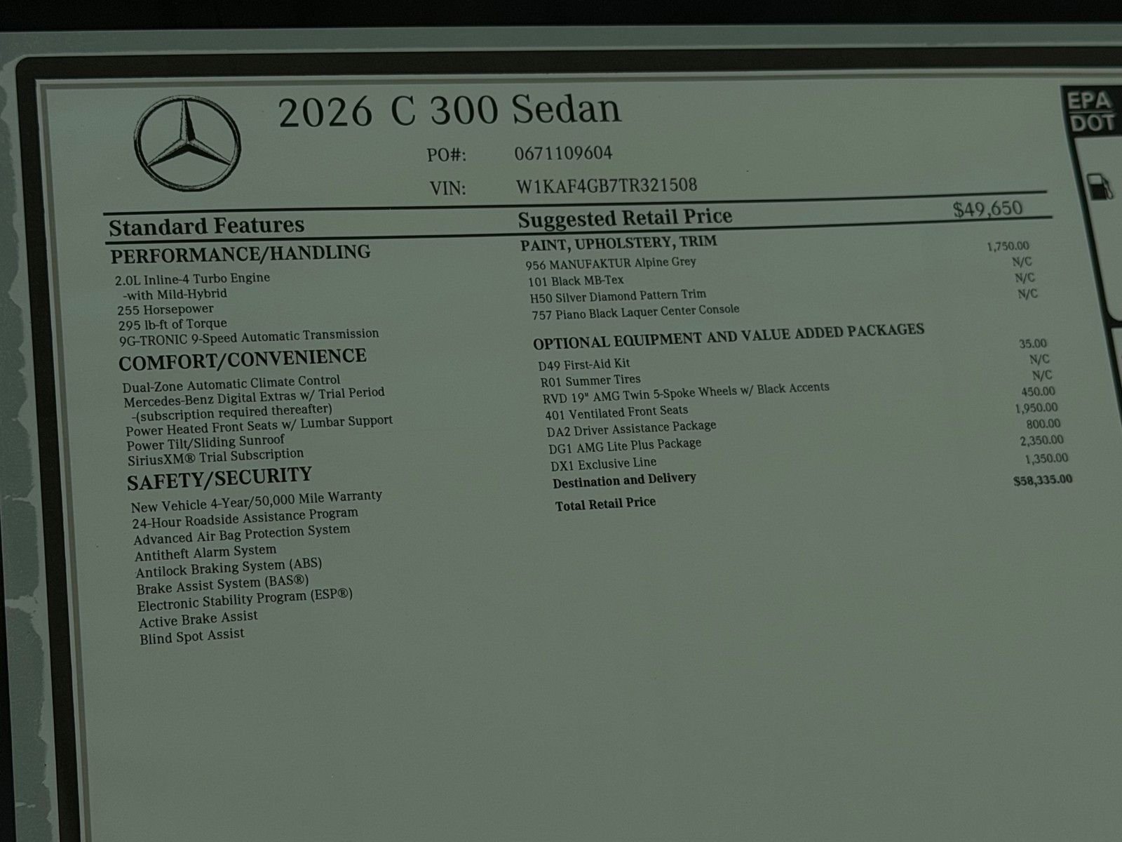 New 2026 MANUFAKTUR Alpine Grey Mercedes-Benz C 300 image 22
