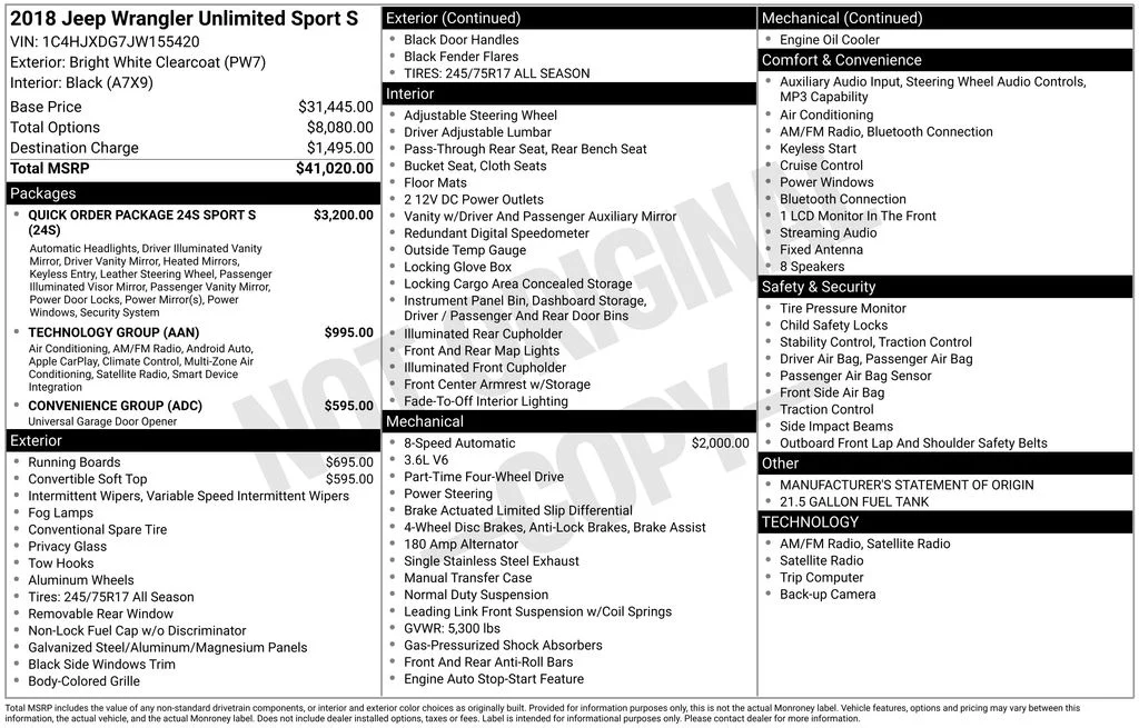 Used 2018 White Jeep Unlimited Sport S image 17