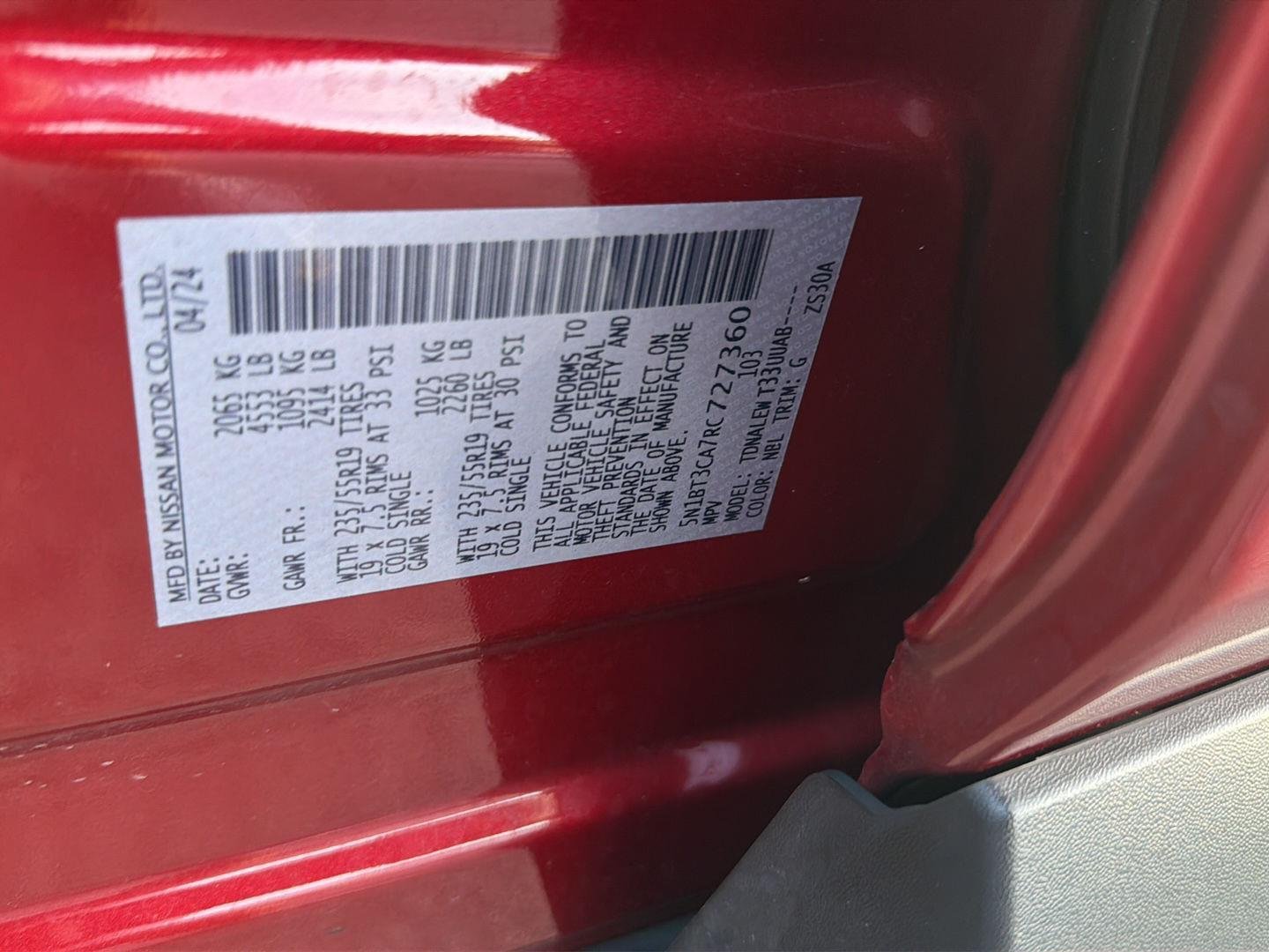 Used 2024 Scarlet Ember Tintcoat Nissan SL image 44