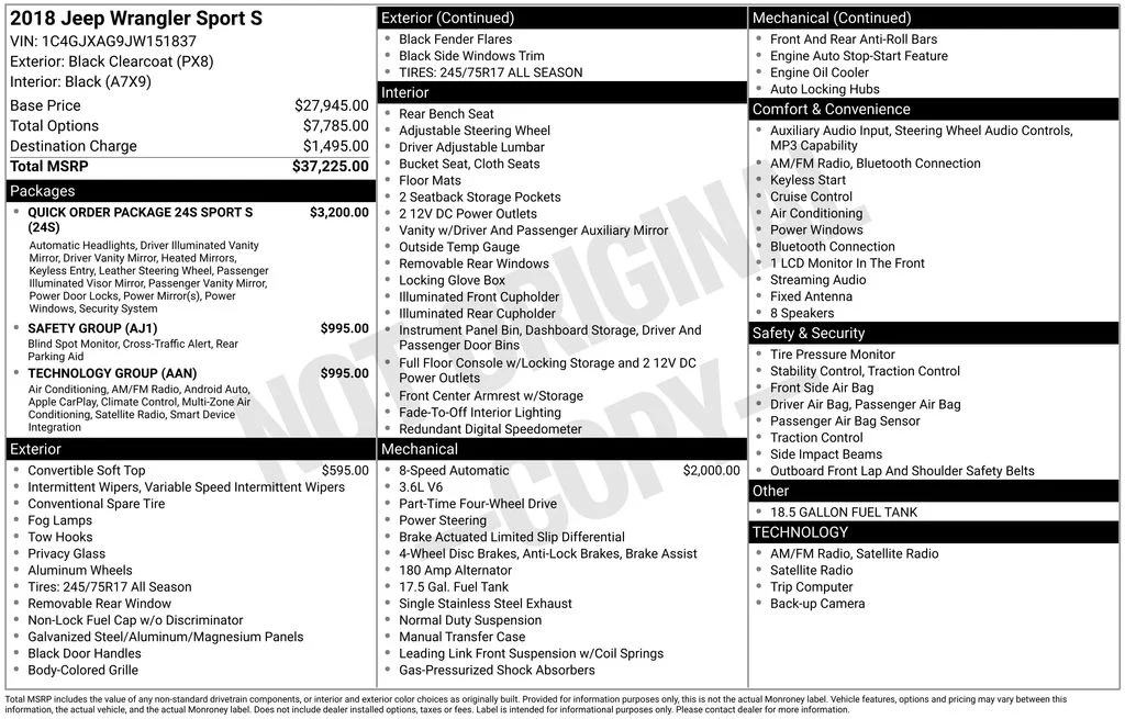 Certified Used 2018 Black Jeep Sport S image 8