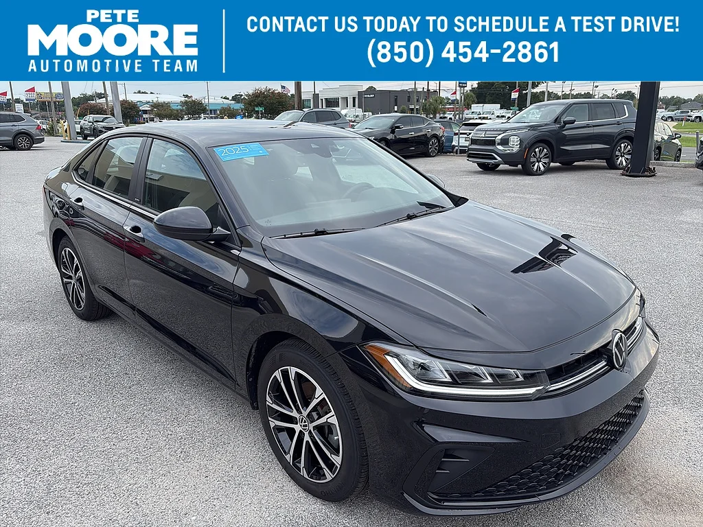 Certified Used 2025 Deep Black Pearl Volkswagen Sport Auto image 1