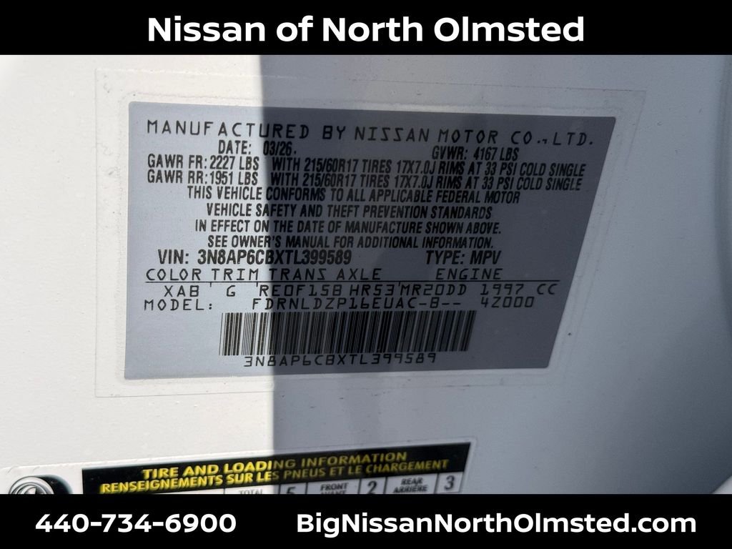 New 2026 Aspen White TriCoat / Super Black Two-tone Nissan SV image 20