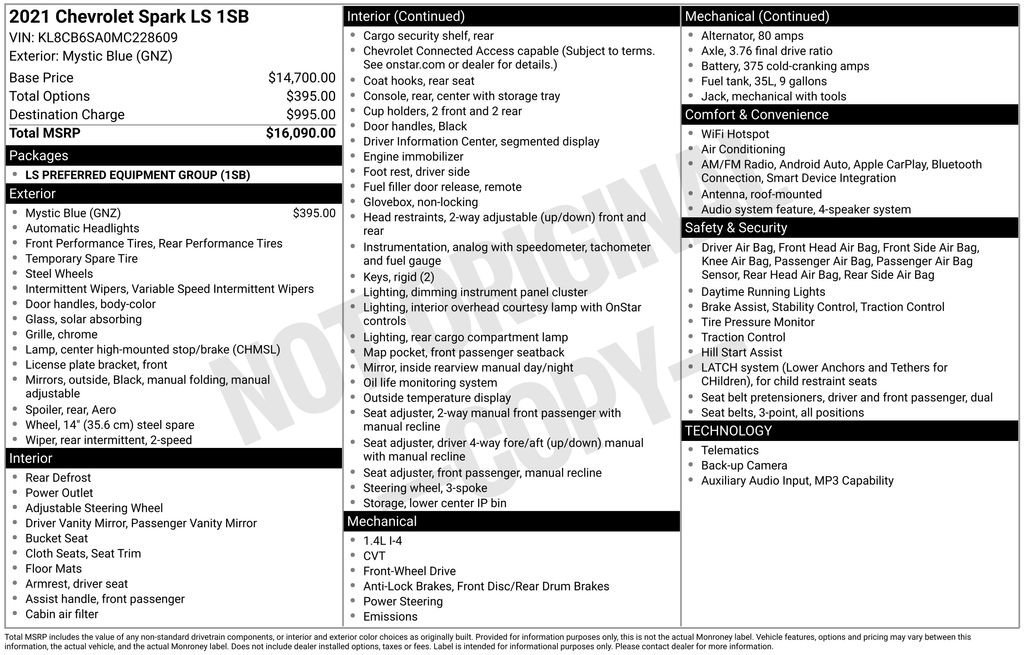 Used 2021 Metallic paint.) Chevrolet LS image 6