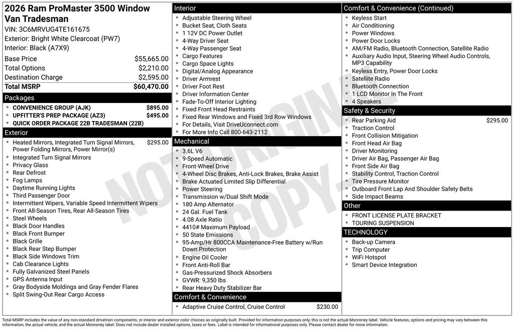 New 2026 Bright White Clear-Coat Exterior Paint RAM High Roof image 3