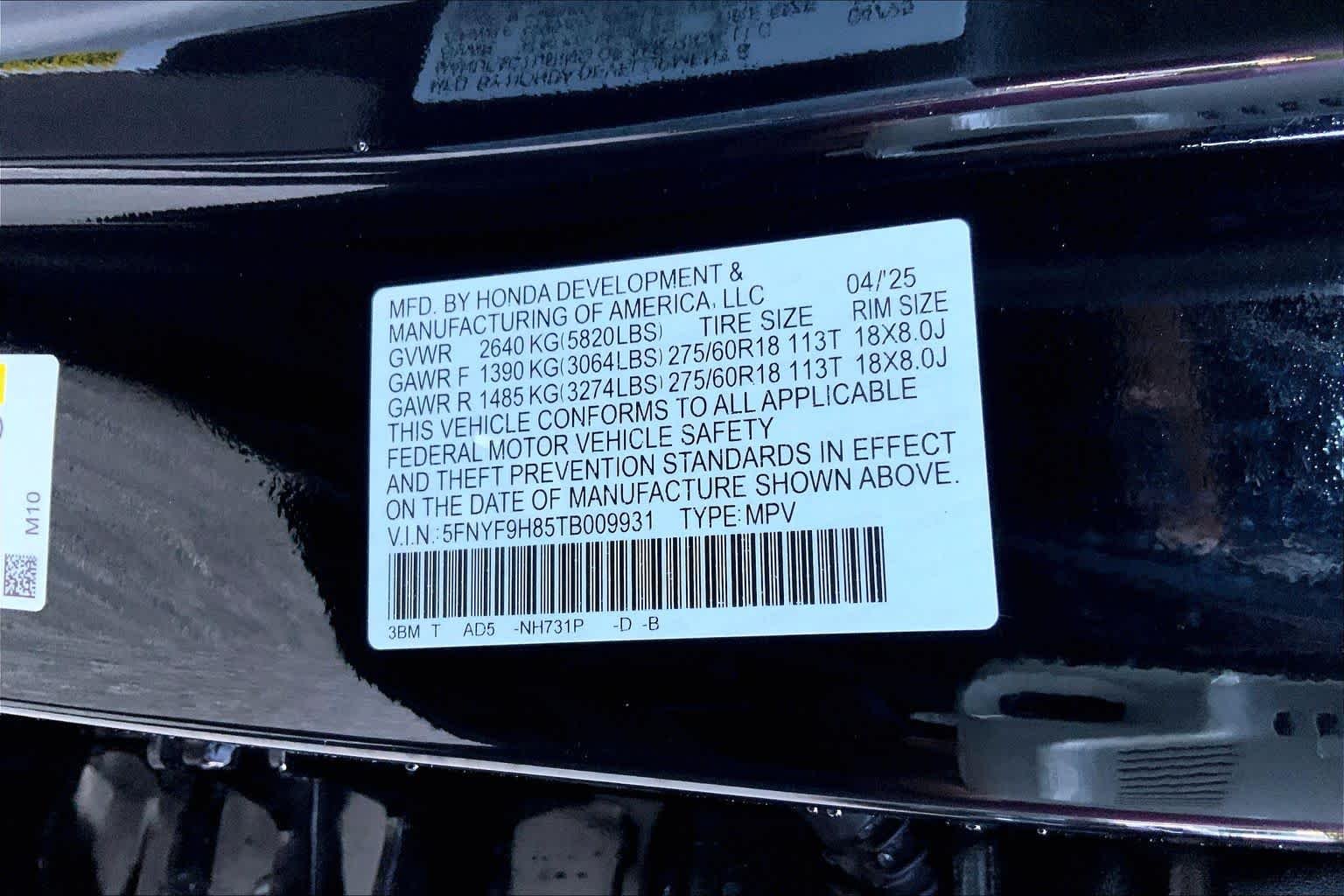 Certified Used 2026 Crystal Black Pearl Honda TrailSport Elite image 34